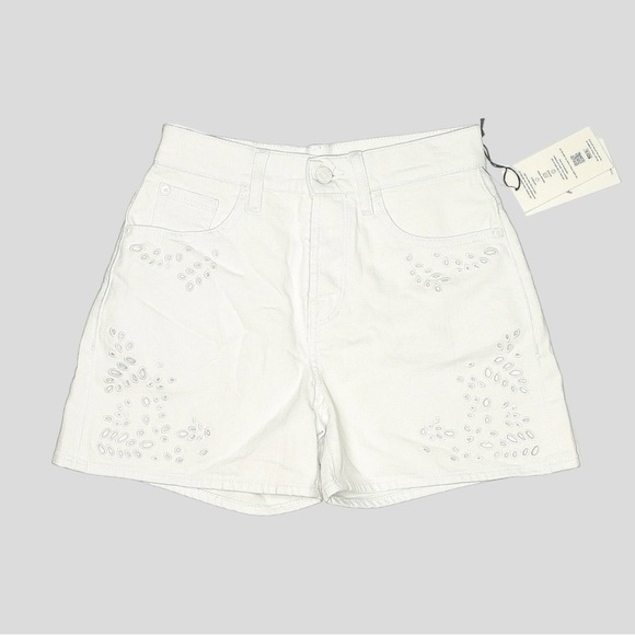 7 For All Mankind Jean Shorts 26 NWT White Emea Billie Eyelet Chantilly Denim - Picture 1 of 10